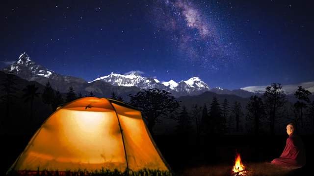 Camping under stars